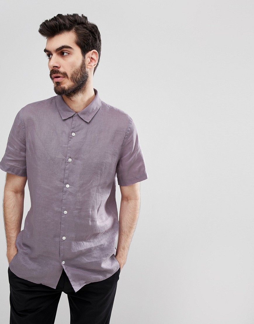 PS Paul Smith linen short sleeve shirt in lilac
