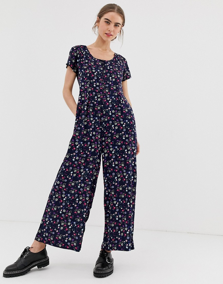 Daisy Street wide leg jumpsuit in vintage ditsy floral print