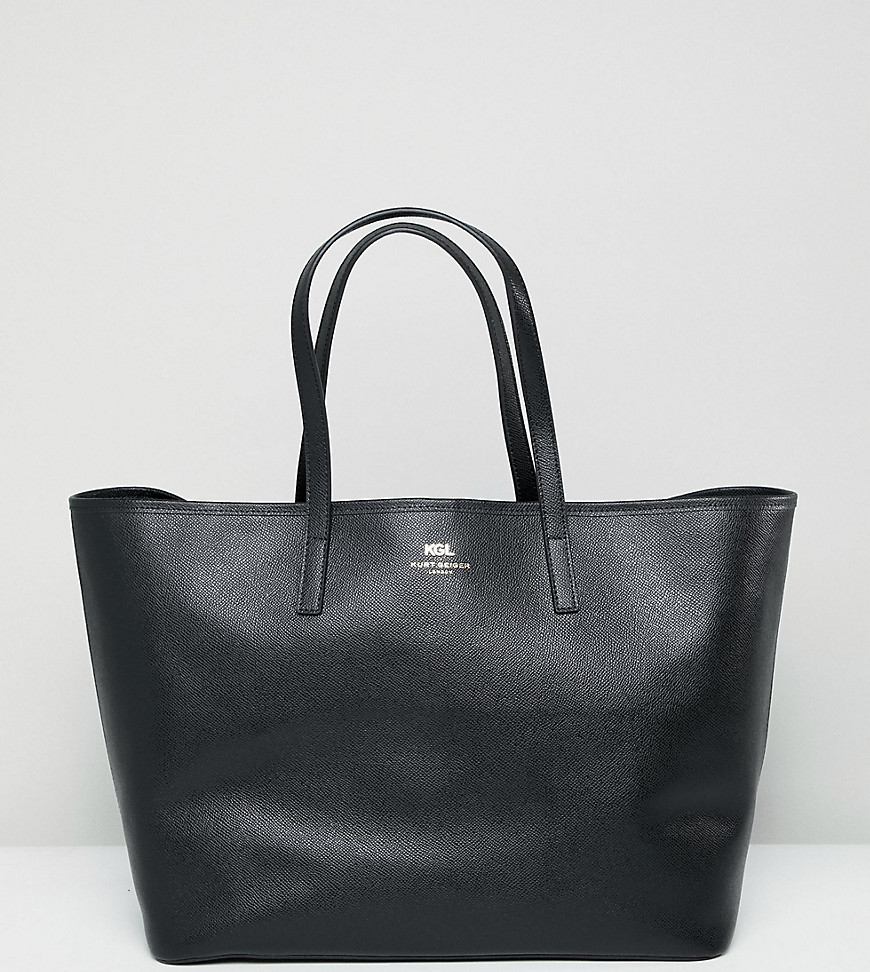 Kurt Geiger Saffiano Leather Tote Shopper Bag - Black