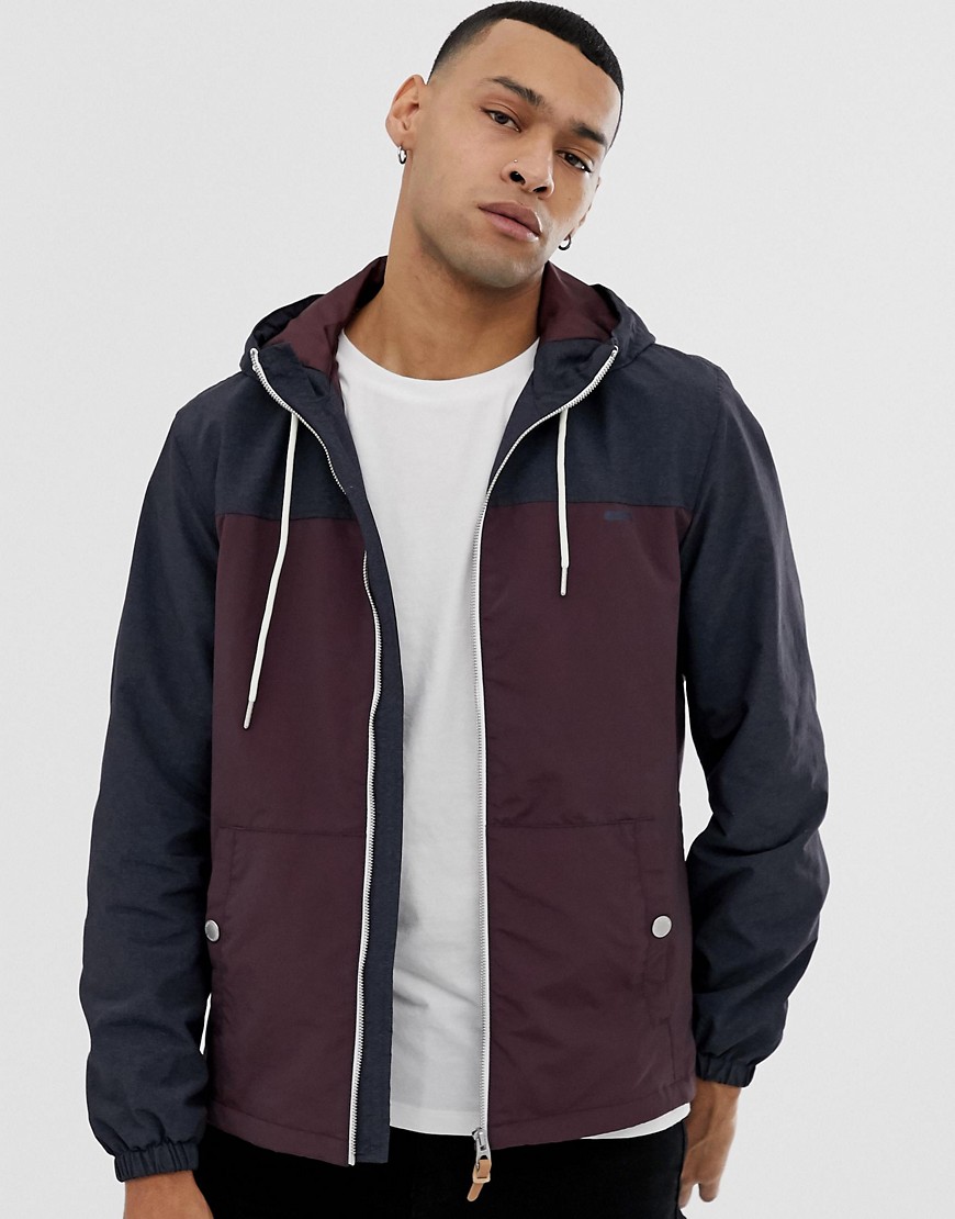 Esprit lightweight hooded jacket in burgundy colour block