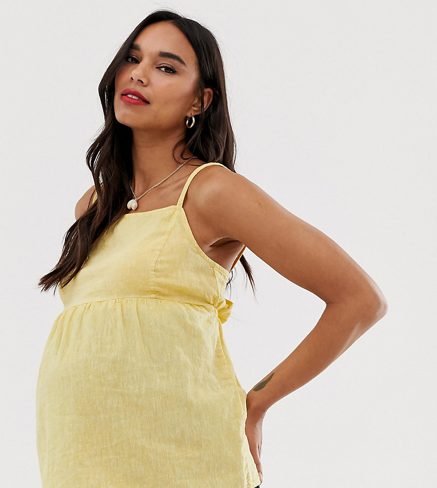 New Look Maternity square neck cami in yellow