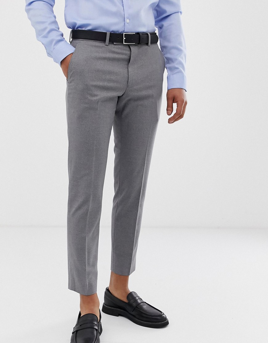 Moss London slim fit trousers in grey