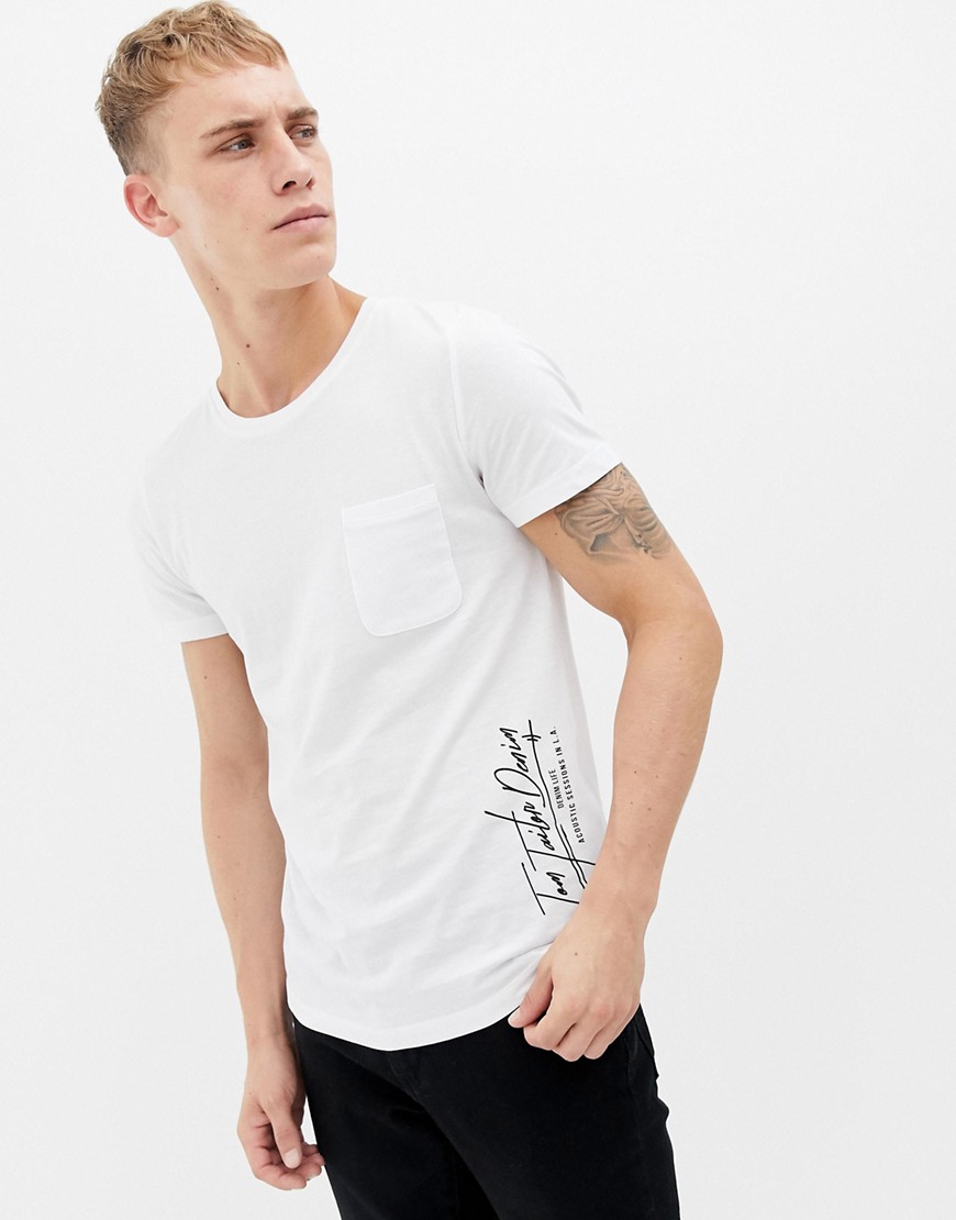 Tom Tailor autograph pocket t-shirt in white
