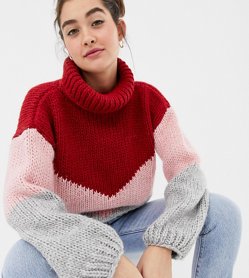 OneOn exclusive hand knitted colourblock jumper