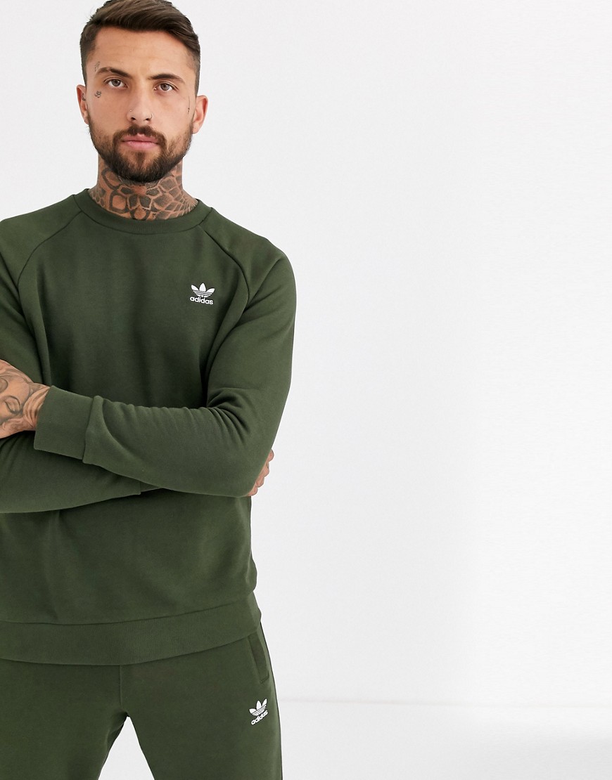 adidas Originals essentials Sweatshirt with embroidered small logo in khaki