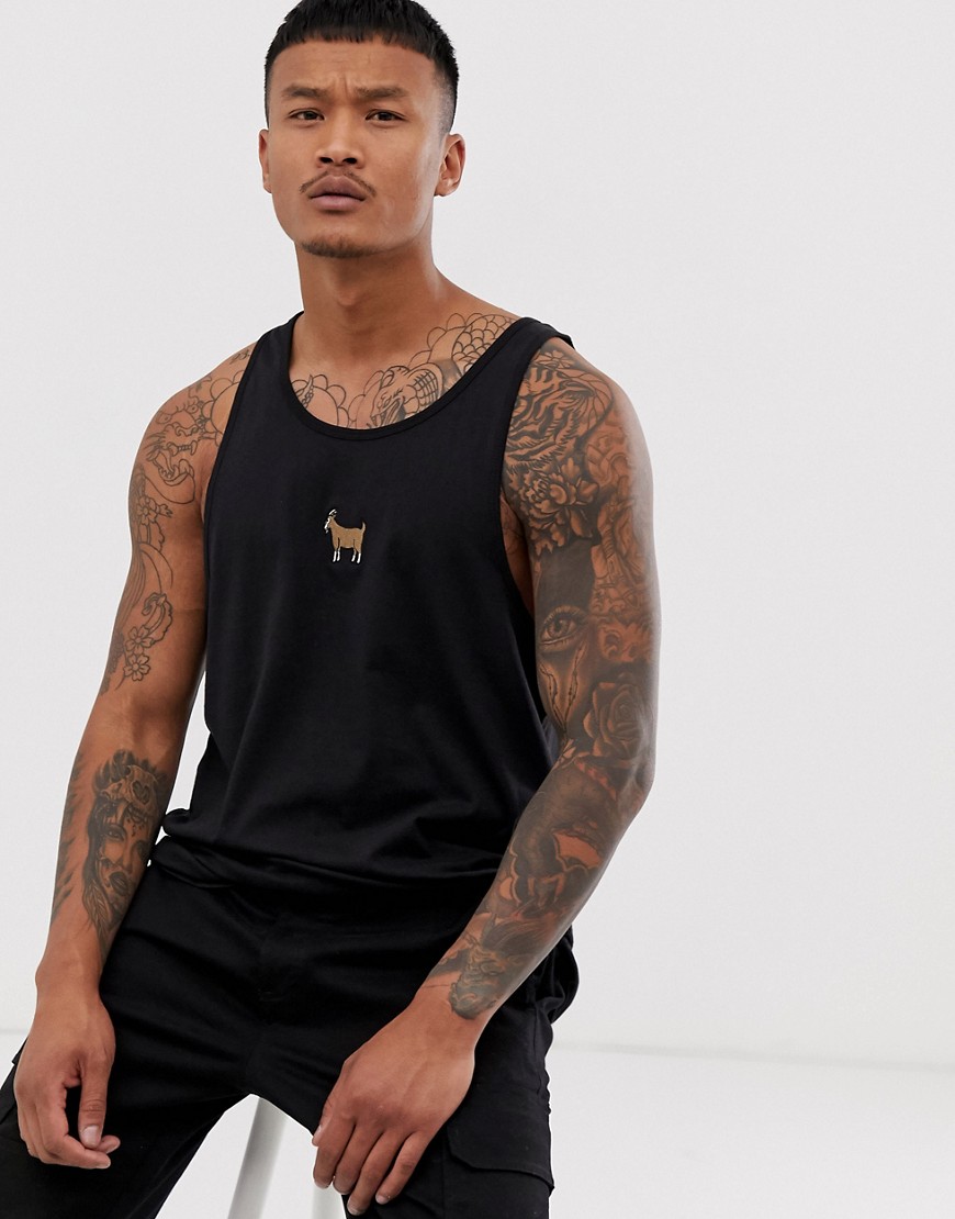 New Love Club embroidered goat sleeveless t-shirt vest