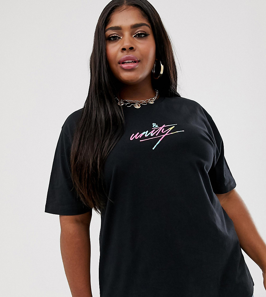 ASOS DESIGN x glaad& Curve oversized t-shirt with embroidery