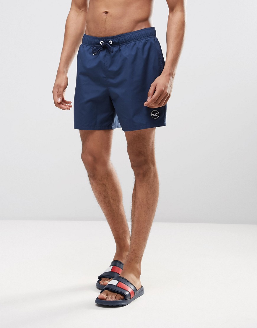Hollister Guard Swim Shorts Solid Seagull Logo in Navy - Navy