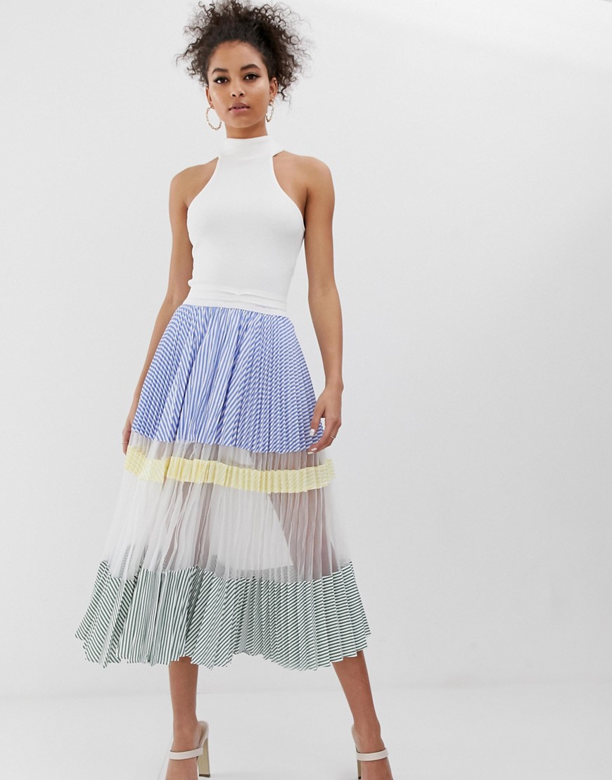 C by Cubic pleated midi skirt