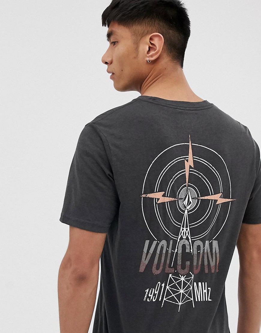 Volcom rebel t-shirt with radio lightning back print in black