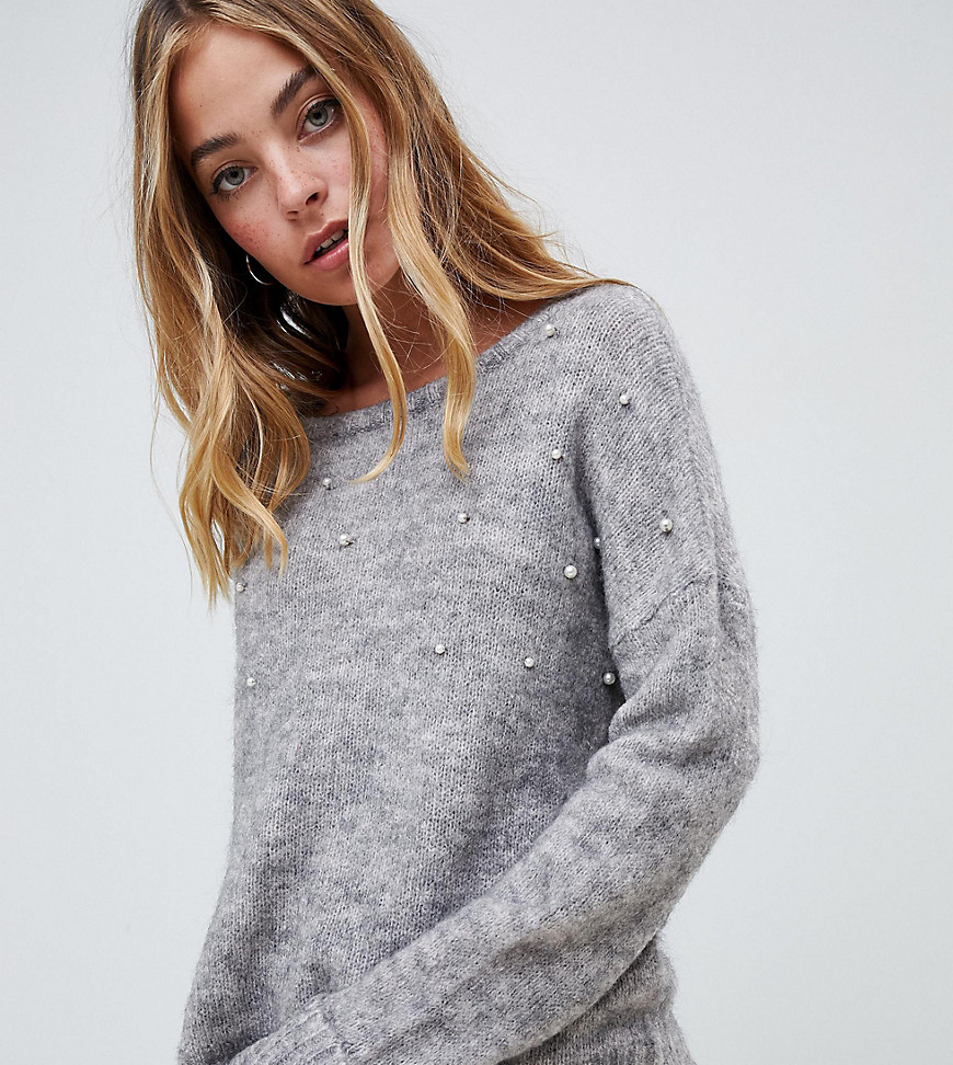 Brave Soul Petite jumper with pearl embellishment