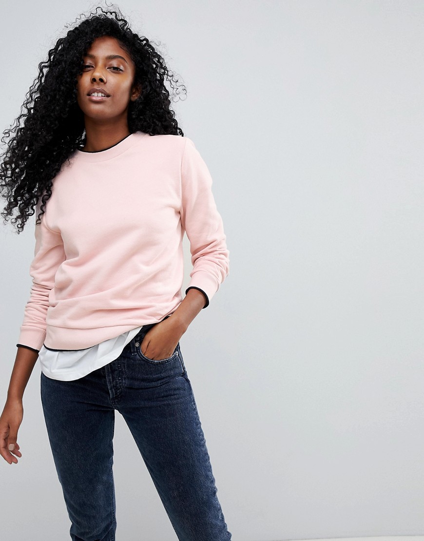 Selected Femme Sweatshirt with Contrast Trim - Pink