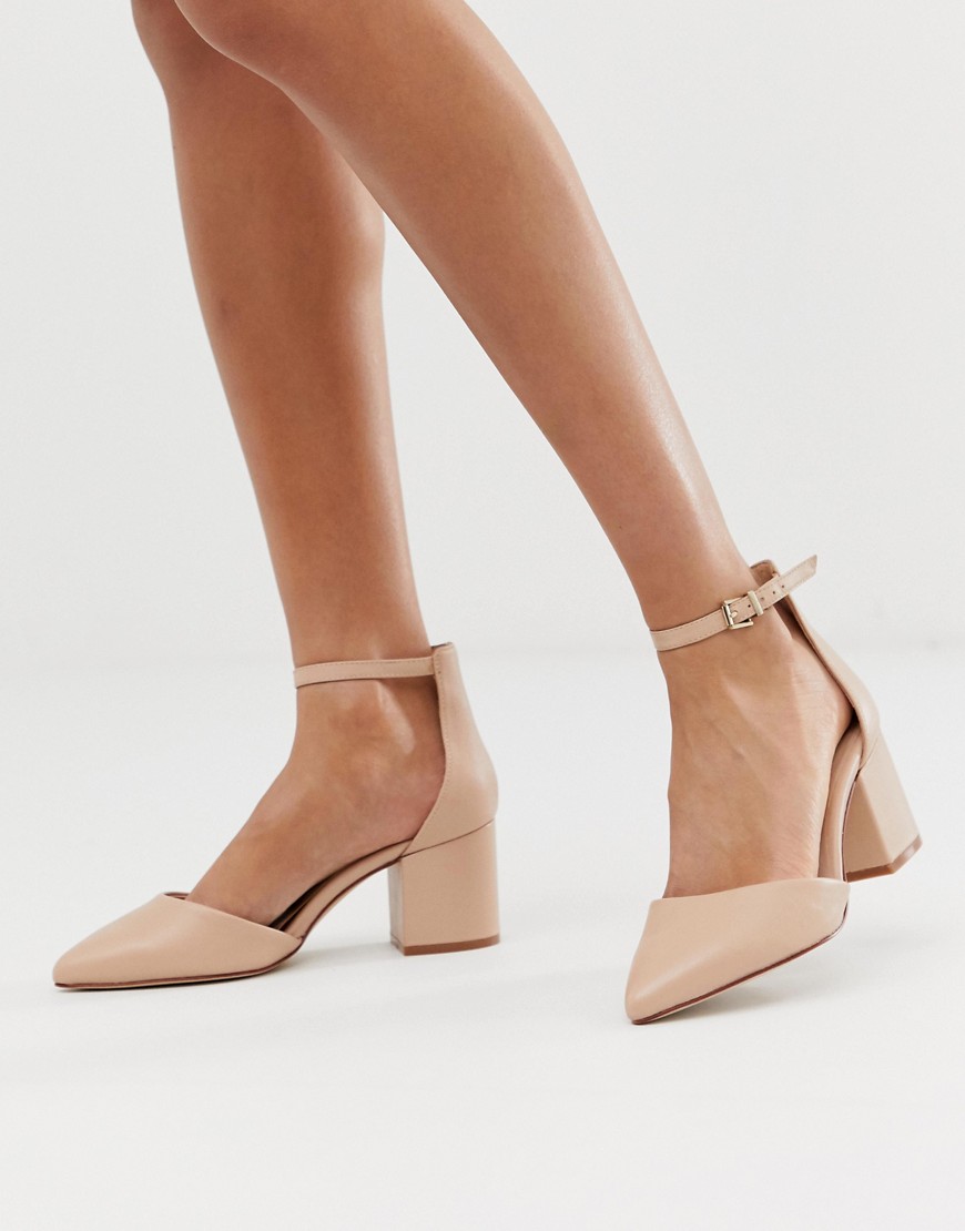 Aldo block heeled shoe in natural leather