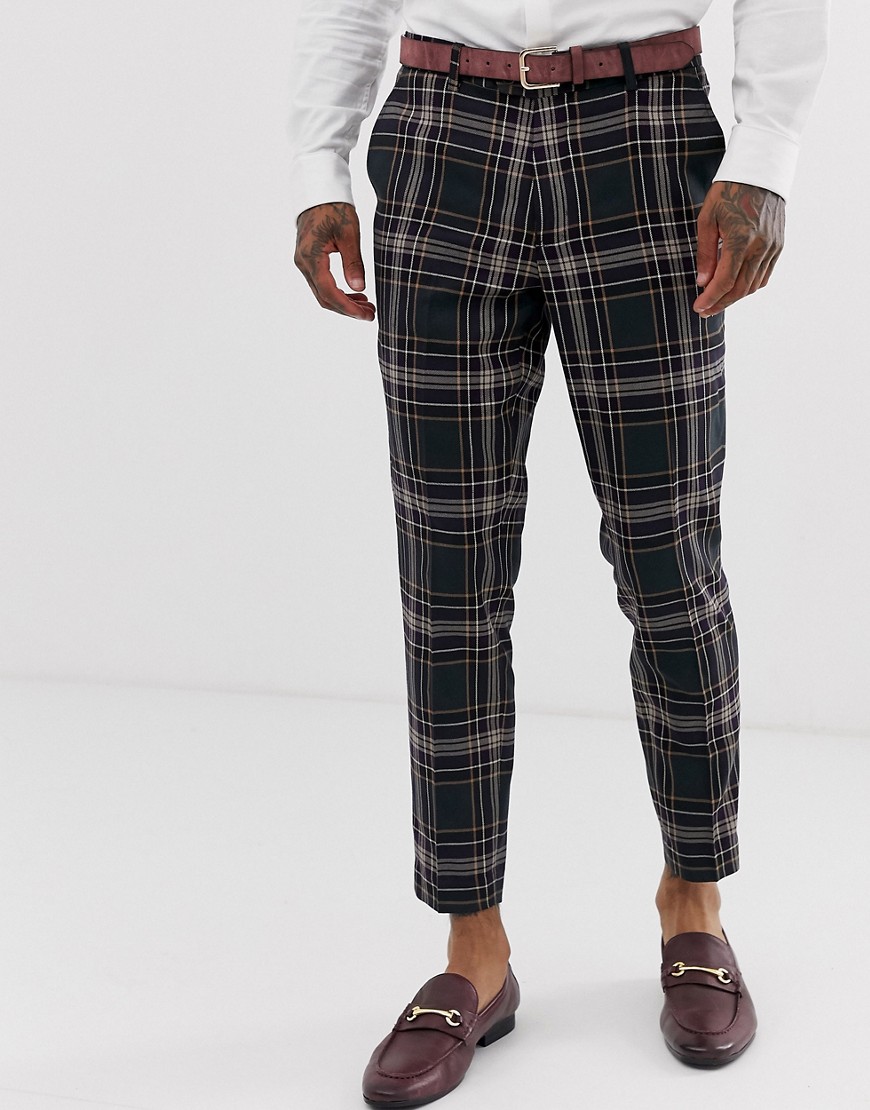Devils Advocate check skinny fit suit trousers