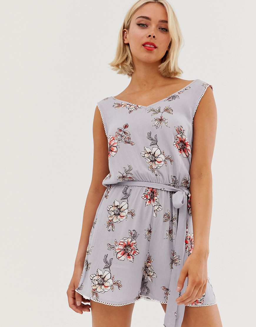Brave Soul kimberley playsuit in floral print