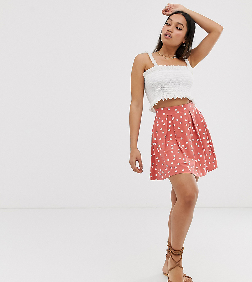 ASOS DESIGN Petite mini skirt with box pleats in dusty pink spot