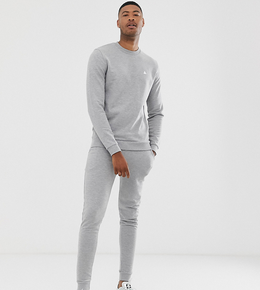 ASOS DESIGN Tall tracksuit in grey marl with triangle