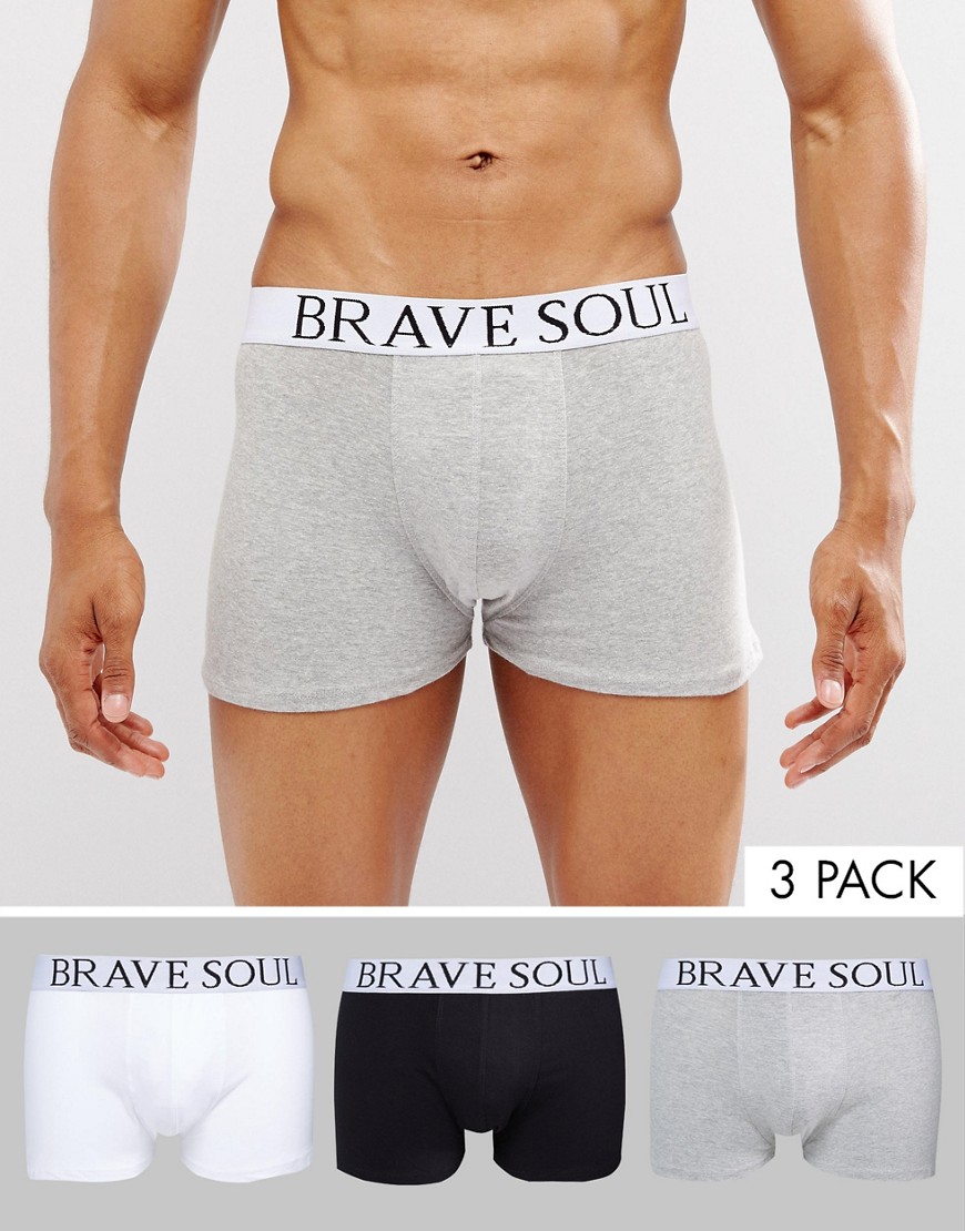 Brave Soul 3 Pack Boxers - White/ black/ grey