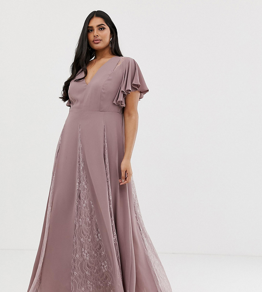 ASOS DESIGN Curve maxi dress with lace godet inserts