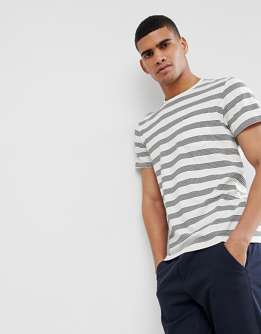 Selected Homme T-Shirt With Stripe - Egret