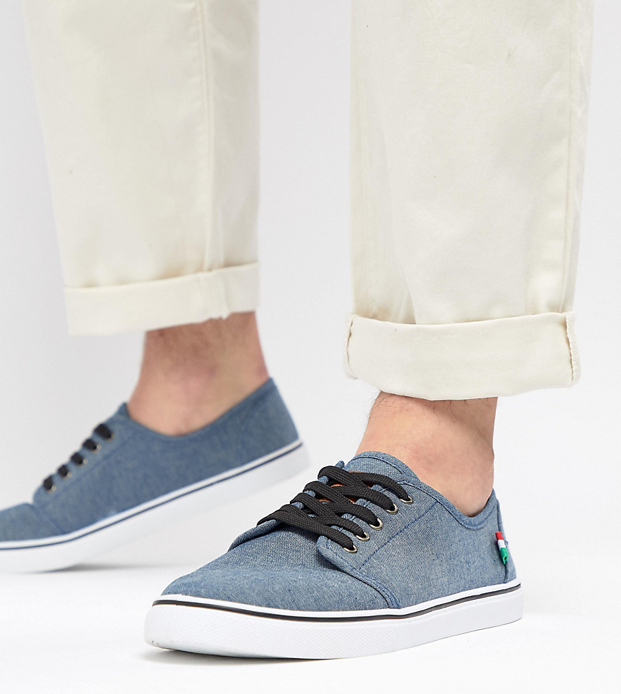 Duke King Size Canvas Lace Up Plimsolls In Denim - Navy
