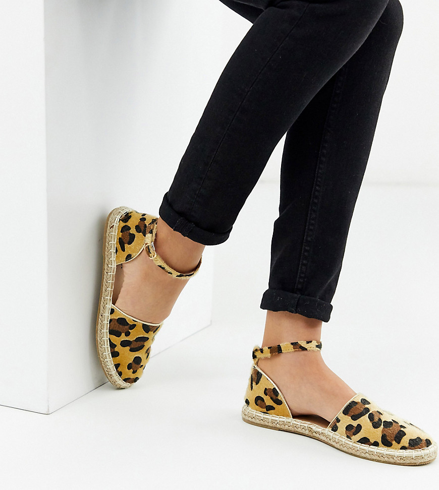 Simply Be wide fit cross strap espadrille sandals in leopard