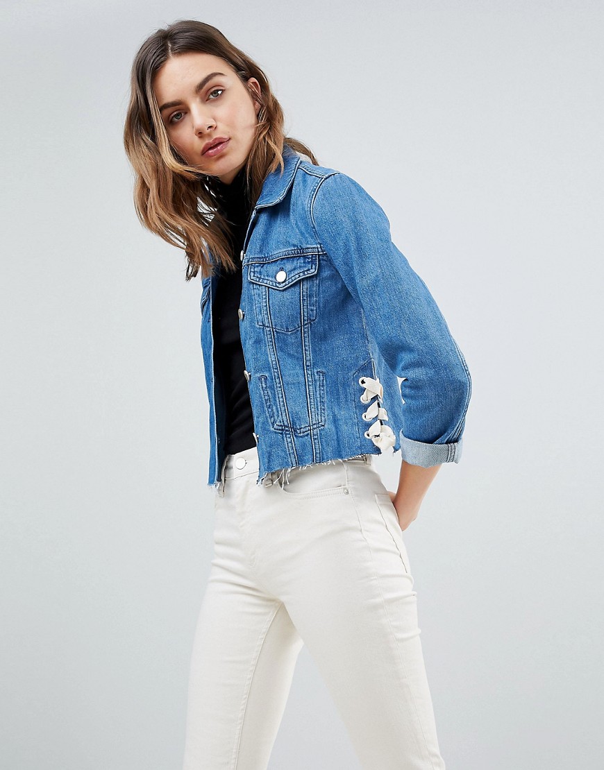 French Connection Lace Up Denim Jacket