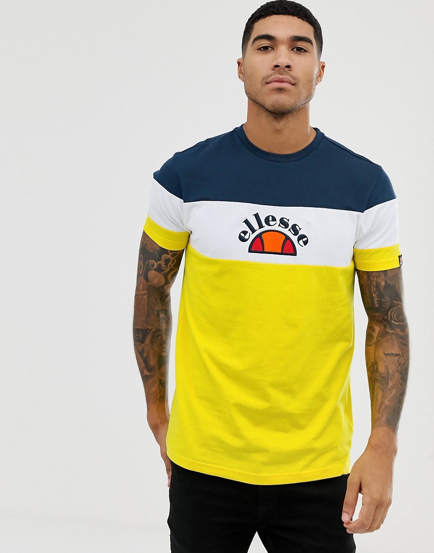 ellesse Gubbio block panel t-shirt in yellow