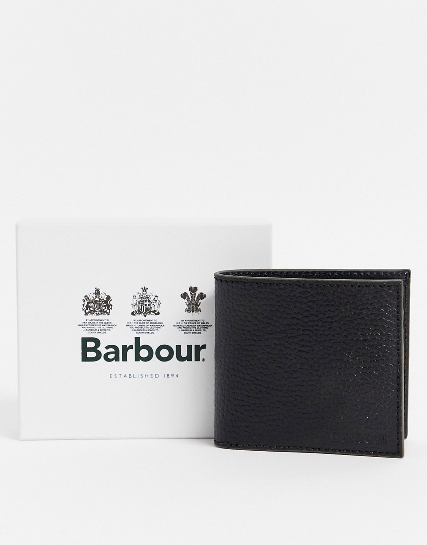 Barbour grain leather wallet in black