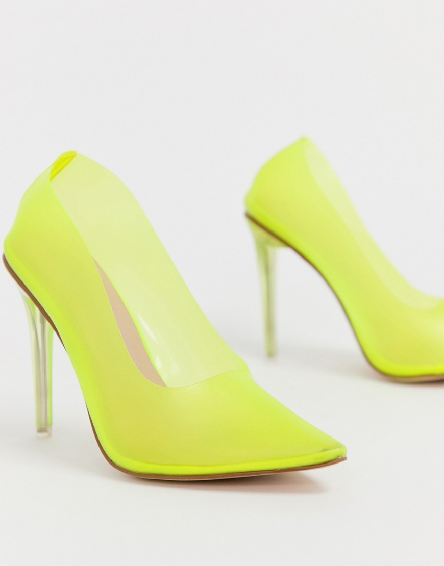 Public Desire Drank neon yellow clear court shoes