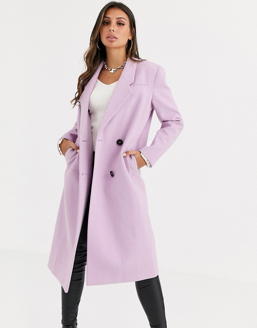Asos Design Hero Longline Maxi Coat In Lilac-purple