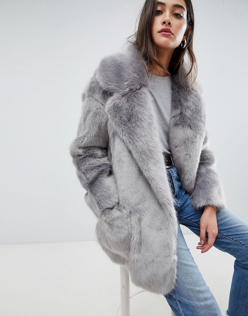 Glamorous faux fur coat - Grey