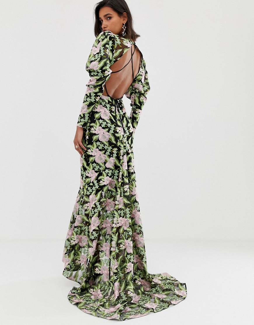 ASOS EDITION embroidered maxi dress with fishtail