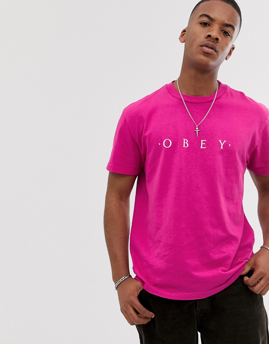 Obey Novel pigment dyed t-shirt in pink