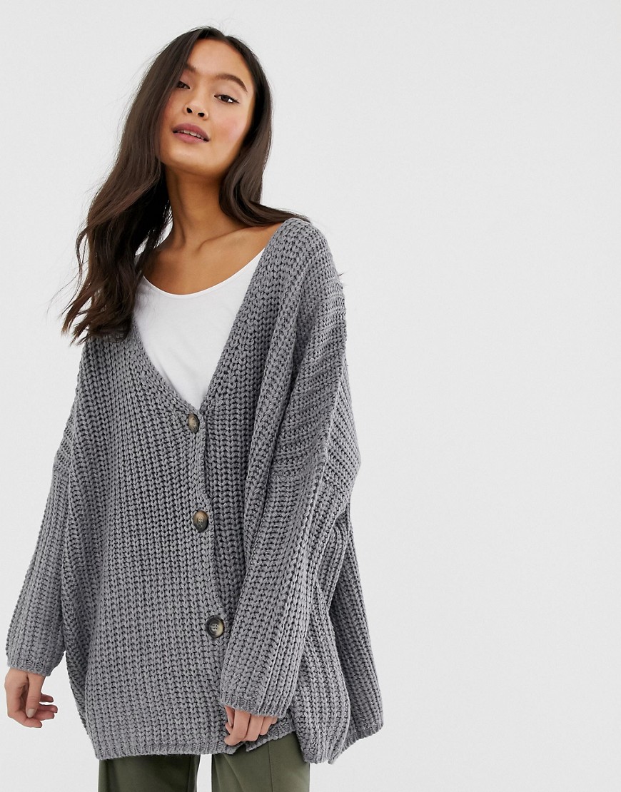 QED London oversized cardigan with faux horn buttons