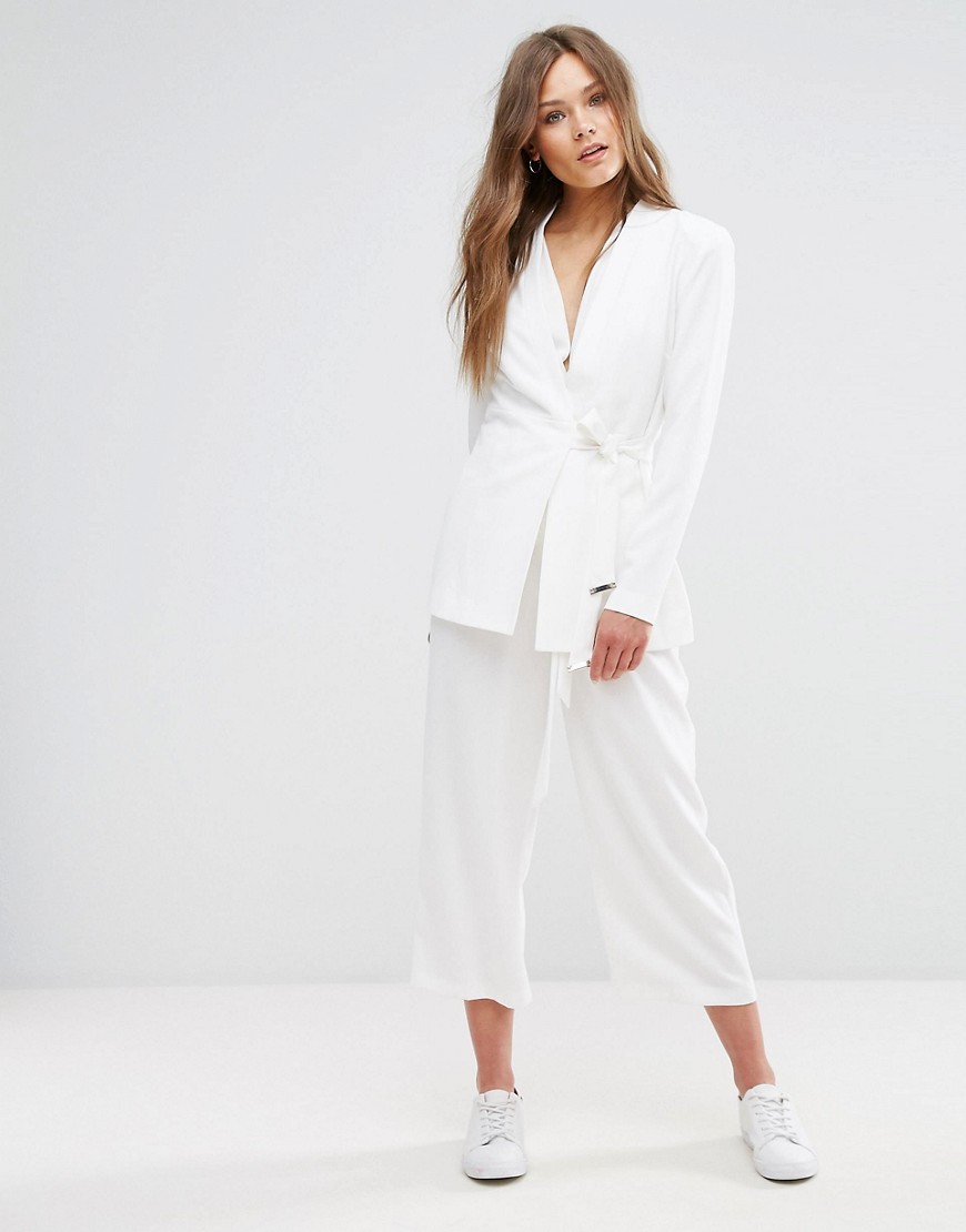New Look Tie Front Culotte Trousers - White