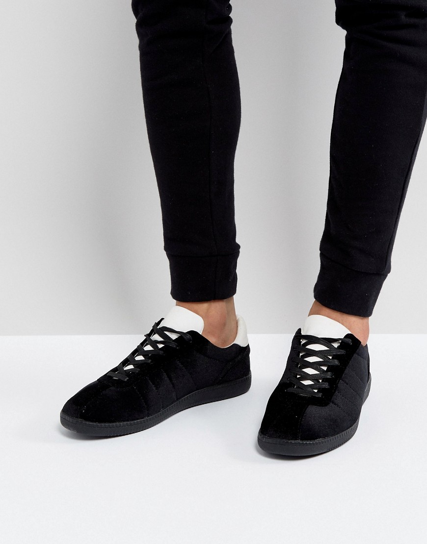 Черные кроссовки из бархата в стиле ретро ASOS - Черный 