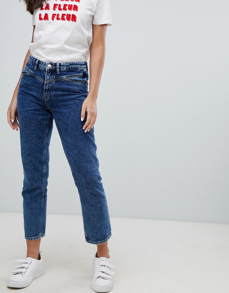 Only seam detail high waist straight leg jeans