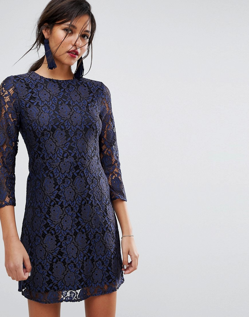 Oasis All Over Lace Shift Dress - Multi blue