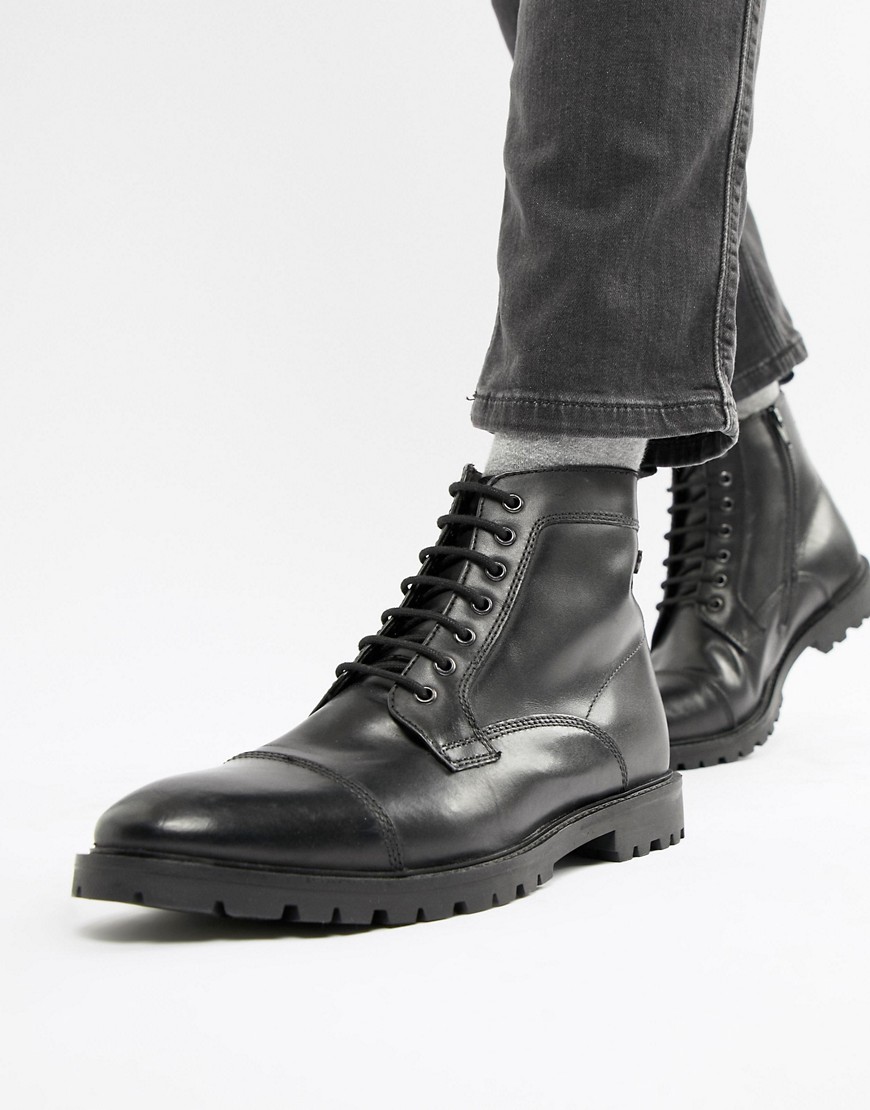 Base London Brigade toe cap boots in black