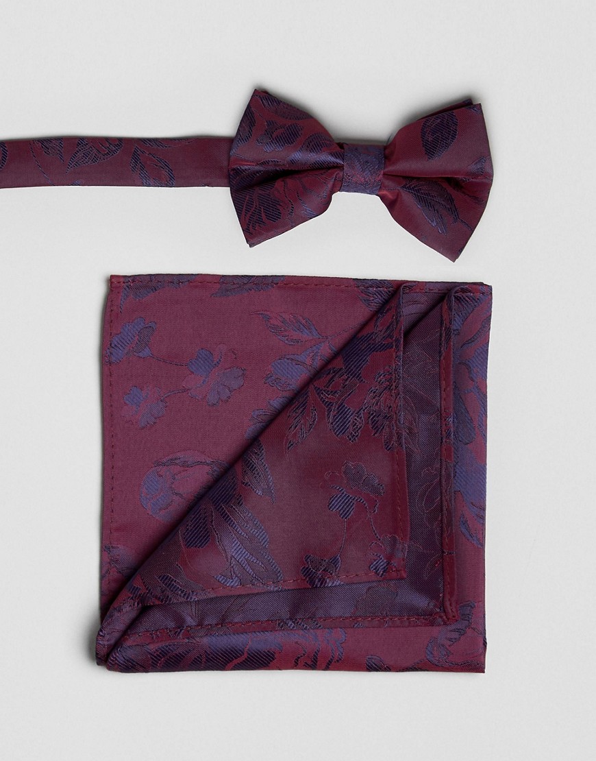 Галстук-бабочка и платок для пиджака с цветочным принтом ASOS ASOS DESIGN 