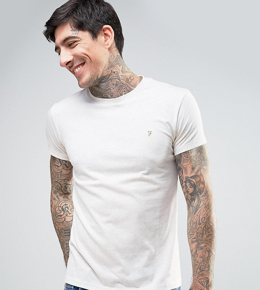 Farah Twisted Yarn Marl T-shirt Exclusive in Off White - Grey