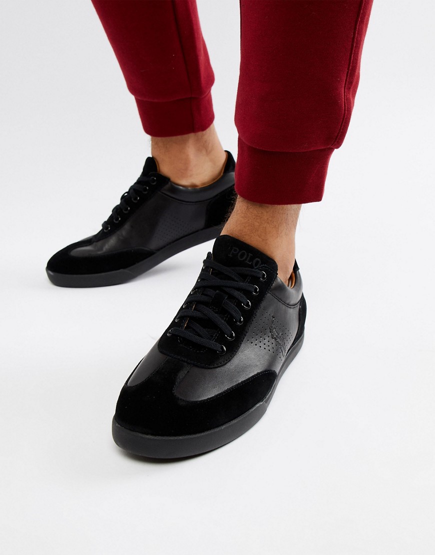Polo Ralph Lauren cadoc leather & suede trainers in black
