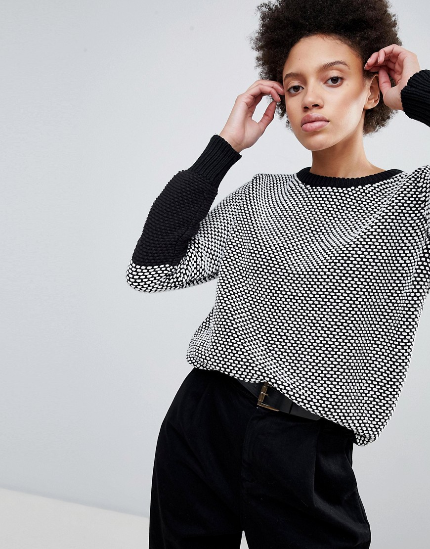 H.One Textured Contrast Knit Jumper