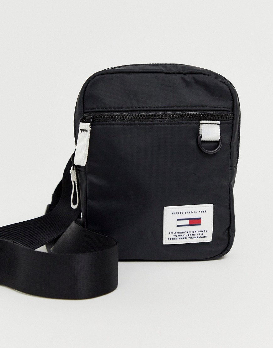 Tommy Jeans cross body bag with logo detail and contrast trims in black