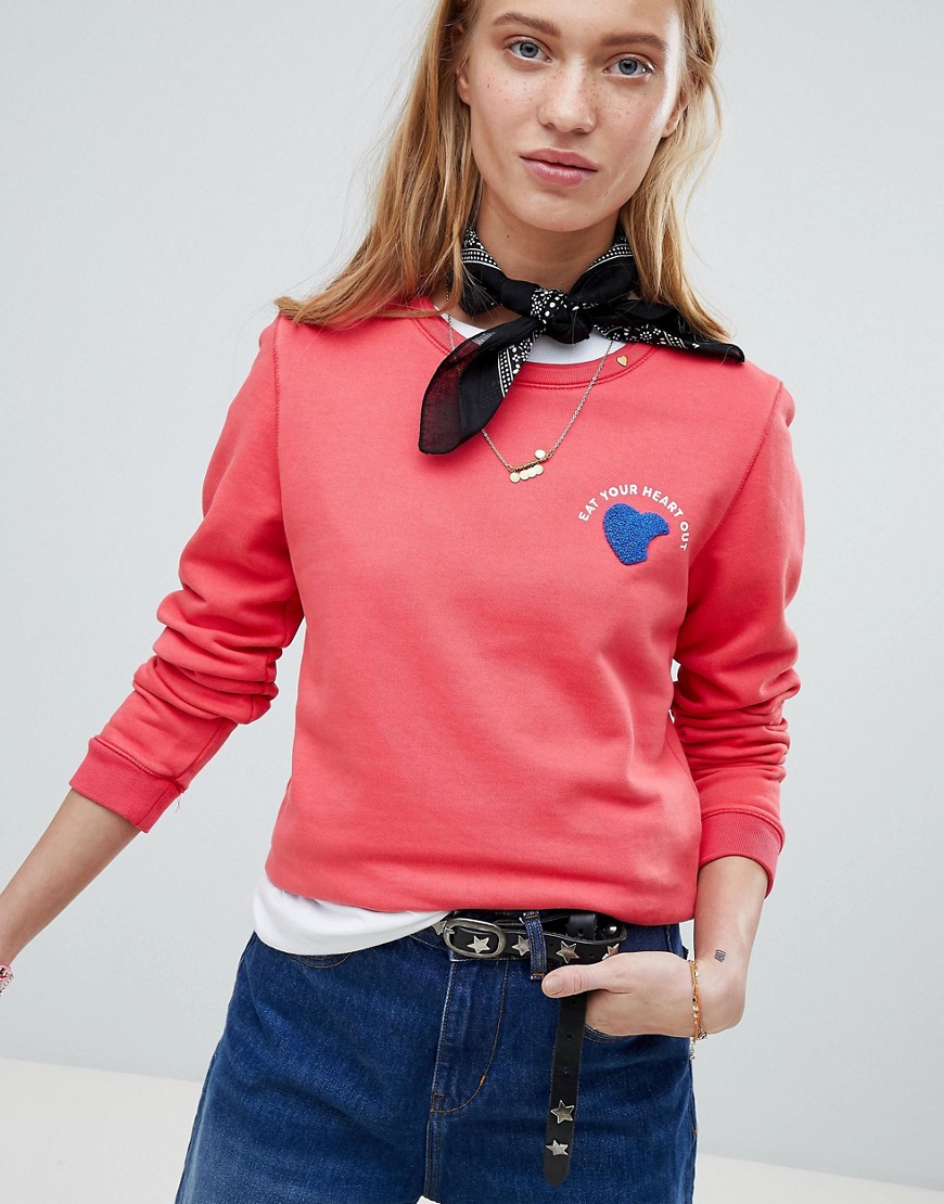 Maison Scotch eat your heart out logo sweatshirt - Raspberry