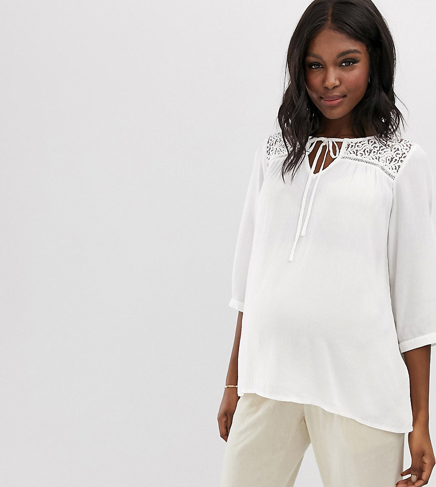 Mamalicious maternity lace detail textured top
