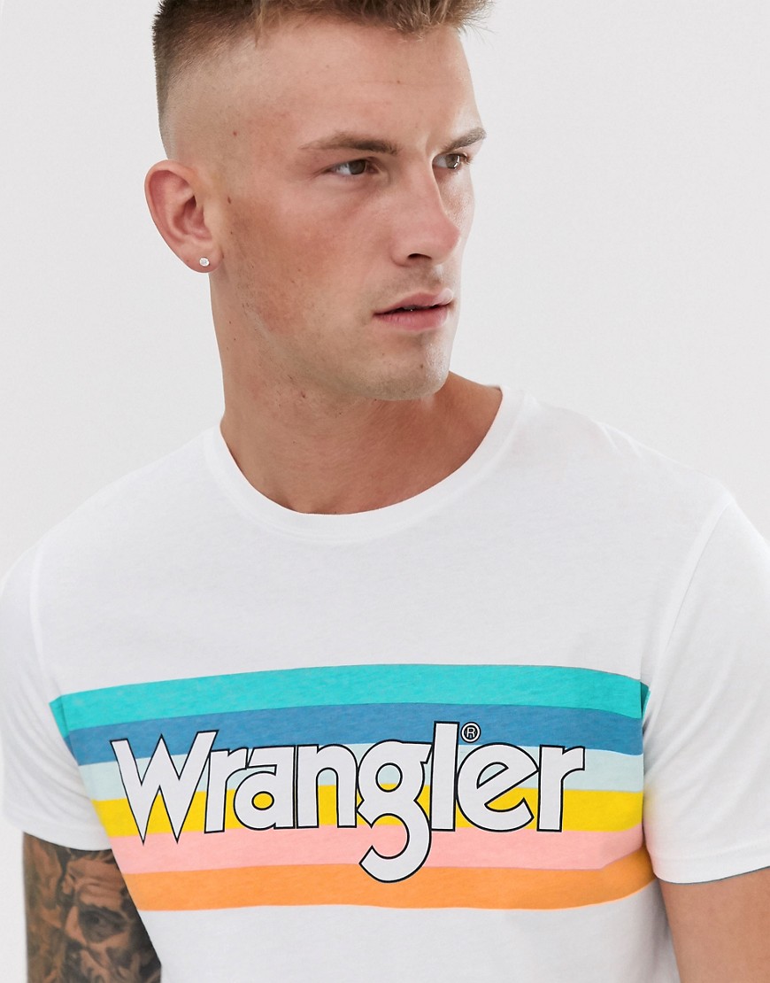 Wrangler rainbow chest logo t-shirt in white