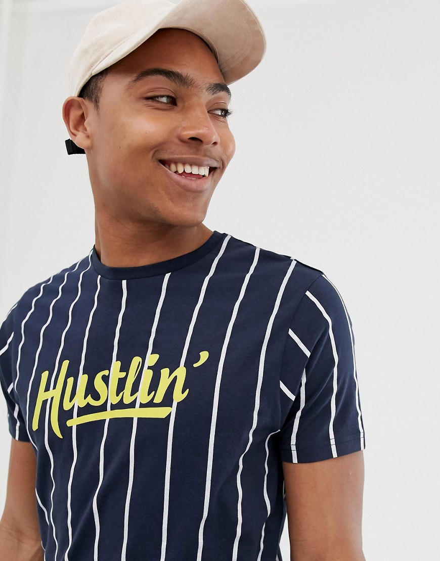 Brave Soul hustlin baseball stripe t-shirt
