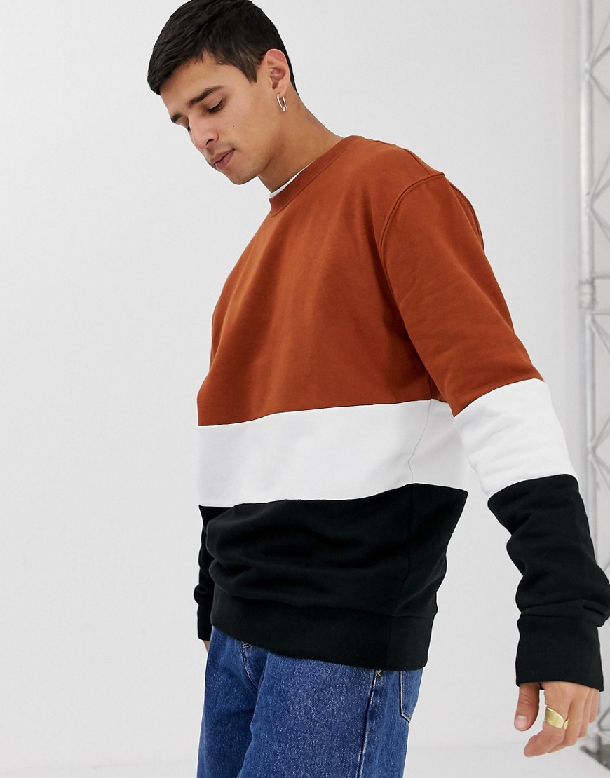 New Look sweat in tan with colour block